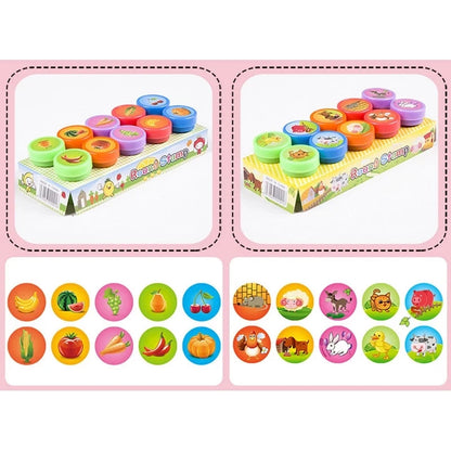 10pcs Assorted Stamps for Kids Self-ink Stamps Children Toy Stamps Smiley Face Seal Scrapbooking DIY Painting Photo Album Decor ALPENZO
