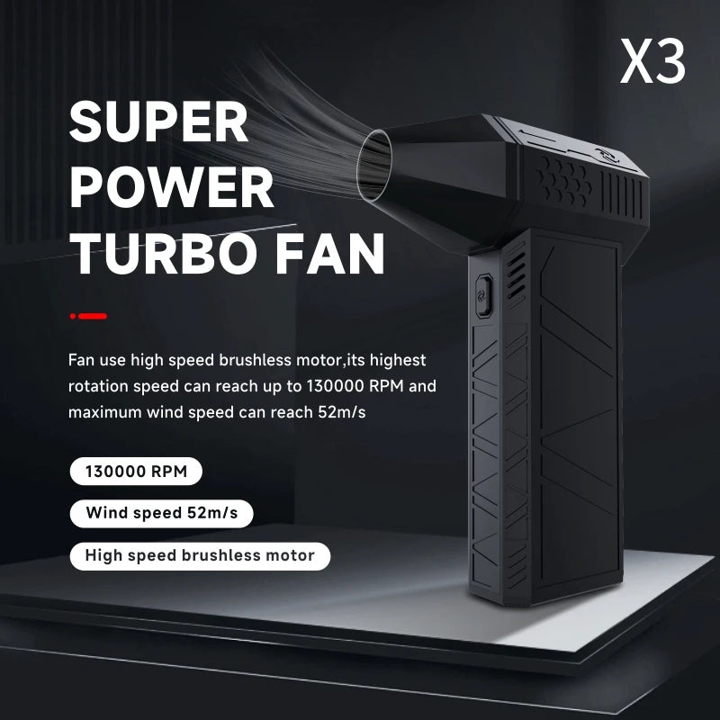 3nd Generation X3 Violent Blower Mini Turbo Jet Fan Handheld Brushless Motor 130,000 RPM Wind Speed 52m/s industrial Duct Fan ALPENZO