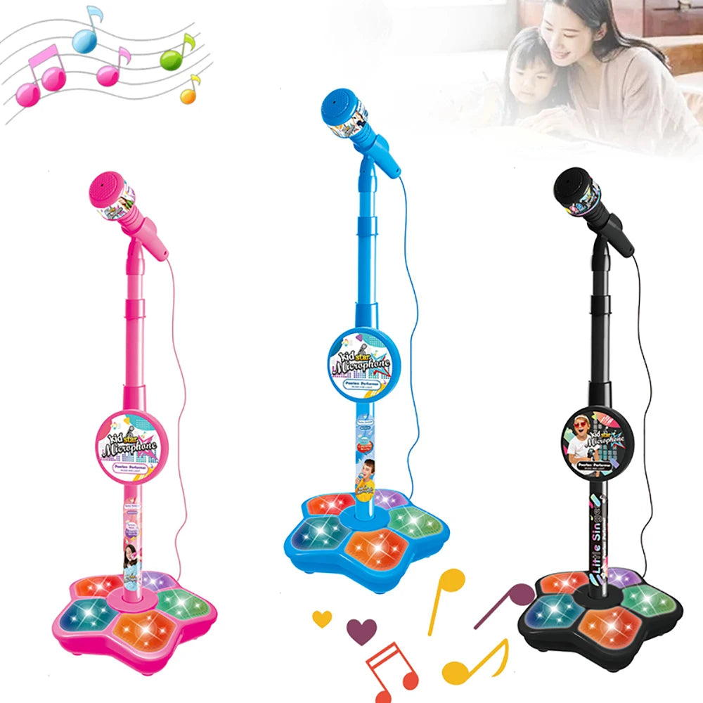 Kids Microphone with Stand Karaoke Song Music Instrument Toys Brain-Training Educational Toy Birthday Gift for Girl Boy ALPENZO