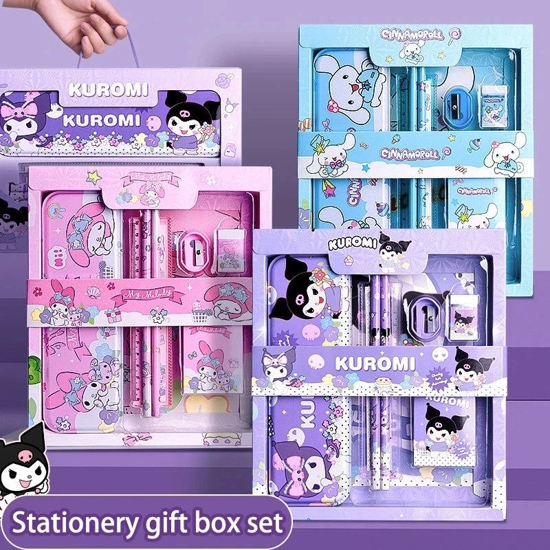 Sanrio Kuromi Melody Cinnamoroll Stationery Gift Box Girls Primary School 12-Piece School Supplies for Children Kawaii New Hot ALPENZO