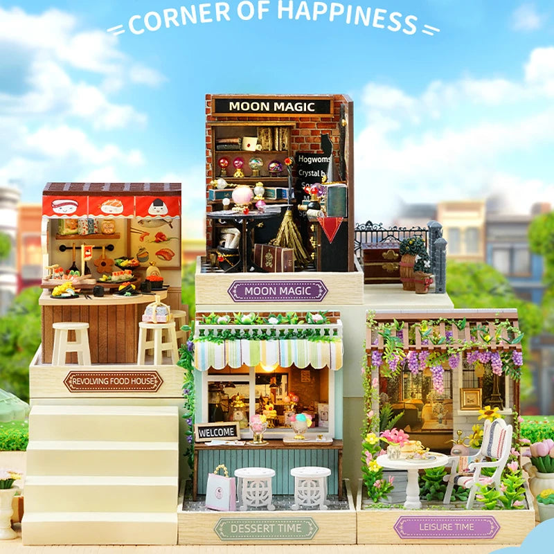 Magic Wooden Doll House Mini Kit DIY Handmade Assembly Model Building Room Bedroom Decoration 3D Puzzle Girl Toy Birthday Gifts ALPENZO