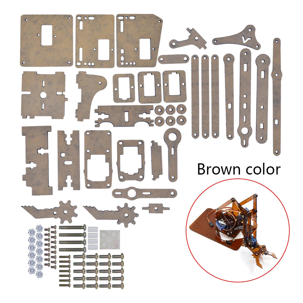 SG90 MG90S 4 Dof Unassembly Acrylic Mechanical Robot Manipulator Claw Kit For Arduino Robot Arm STEAM Kit Programming Robot Arm ALPENZO