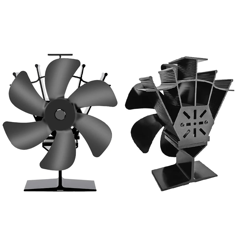 Heat Powered Stove Fan Eco Quiet Black 6 Blades Log Wood Burner Fireplace Fan Winter Warmer Home Efficient Heat Distribution - ALPENZO
