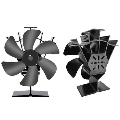 Heat Powered Stove Fan Eco Quiet Black 6 Blades Log Wood Burner Fireplace Fan Winter Warmer Home Efficient Heat Distribution - ALPENZO