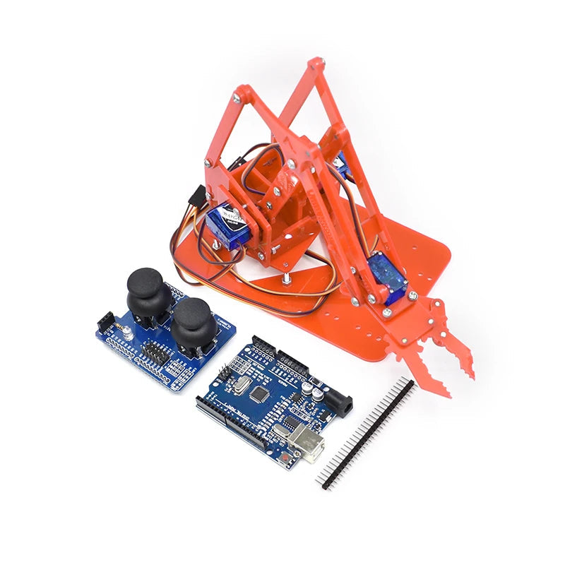 SG90 MG90S 4 Dof Unassembly Acrylic Mechanical Robot Manipulator Claw Kit For Arduino Robot Arm STEAM Kit Programming Robot Arm ALPENZO