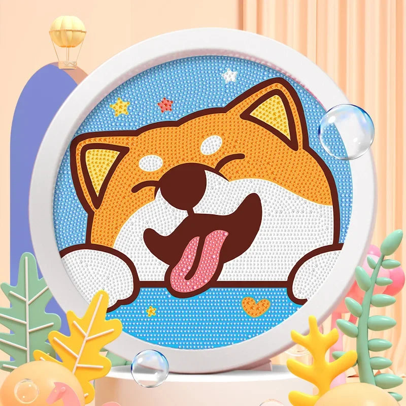 Round frame unicorn diamond painting kitten children's handmade dinosaur creative diamond stickers tiger diy point diamond paint ALPENZO