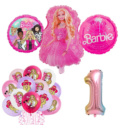 Barbie Birthday Party Supplies Pink Girl Disposable Tableware Banner Cupcake Topper Background Princess Balloons Gift Bag ALPENZO