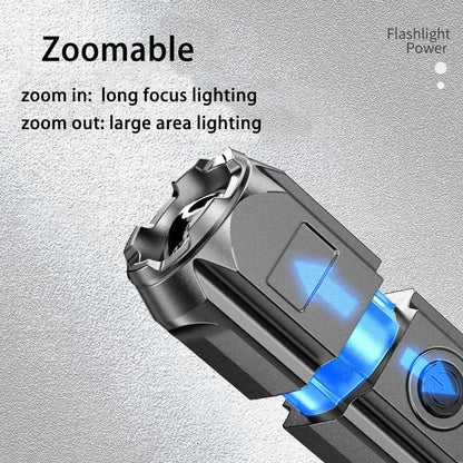 Portable LED Flashlight ABS Strong Light Focusing Flashlight USB Rechargeable Outdoor Home Strong Light Searchlight Waterproof