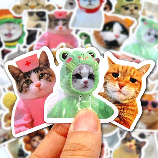 10/50/100pcs Funny Cat Stickers Cartoon Cute Decals Toy Stationery Guitar Phone Bicycle Laptop Luggage Car Graffiti Kids Sticker ALPENZO