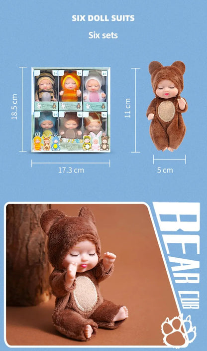 2Pcs Simulation Princess Dolls Toy Mini Cute Sleeping Baby Series Doll Cartoon Animal Toy For Kids Kawaii Dolls Girl's Gift ALPENZO