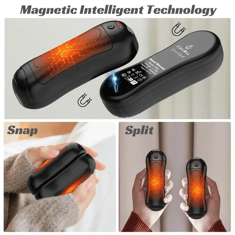 2Pack Magnetic Rechargeable Hand Warmers with 3 Heat Settings Pocket-Sized Light Sleek Stylish for Winter Outdoor/Skiing 2025NEW ALPENZO