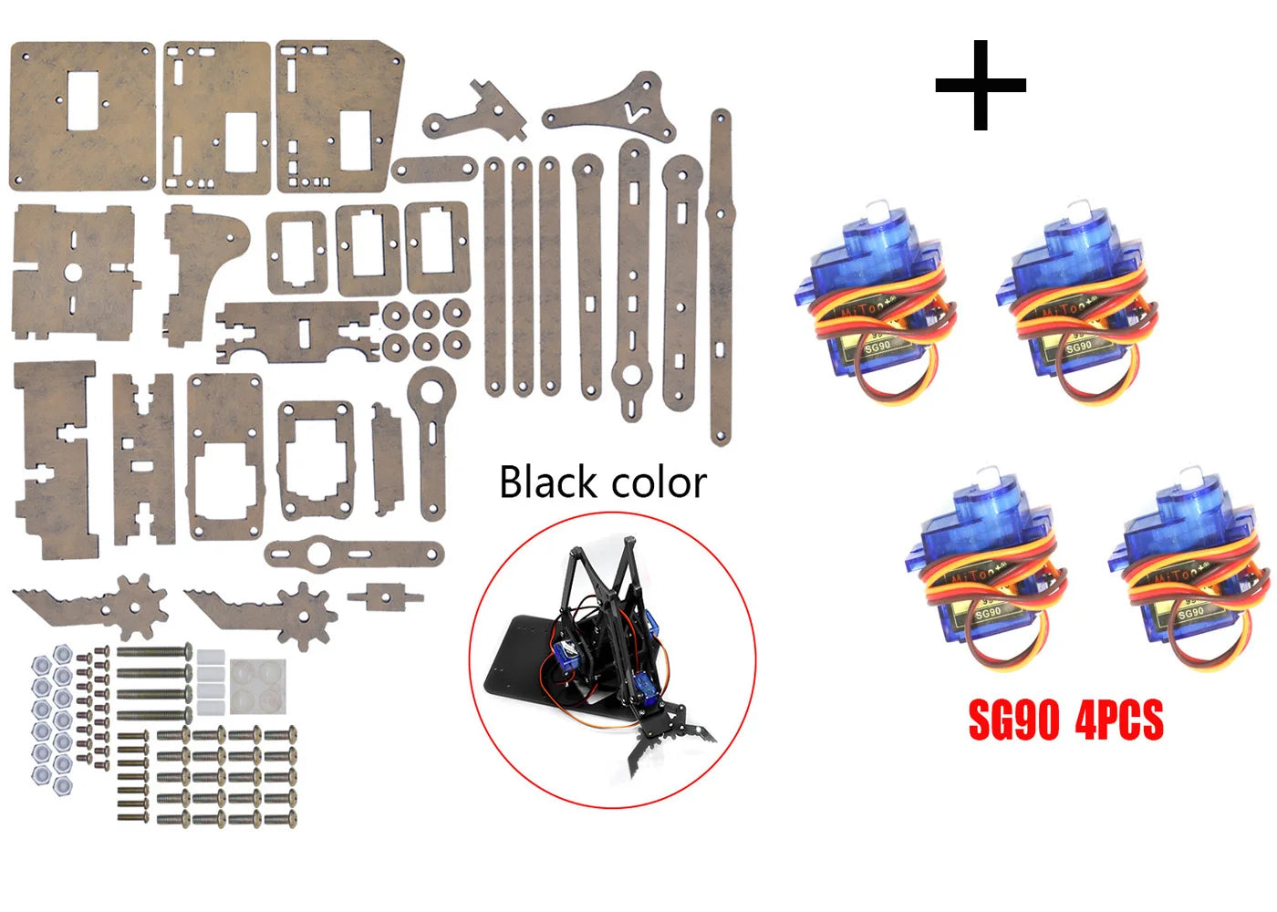 SG90 MG90S 4 Dof Unassembly Acrylic Mechanical Robot Manipulator Claw Kit For Arduino Robot Arm STEAM Kit Programming Robot Arm ALPENZO