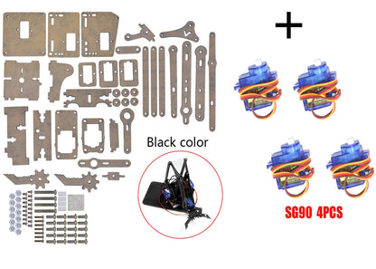 SG90 MG90S 4 Dof Unassembly Acrylic Mechanical Robot Manipulator Claw Kit For Arduino Robot Arm STEAM Kit Programming Robot Arm ALPENZO