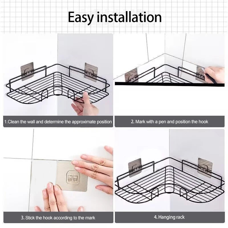 Iron Triangle Rack For Kitchen Bathroom Storage Rack Thickened Love Corner Rack Storage Rack Durable - ALPENZO