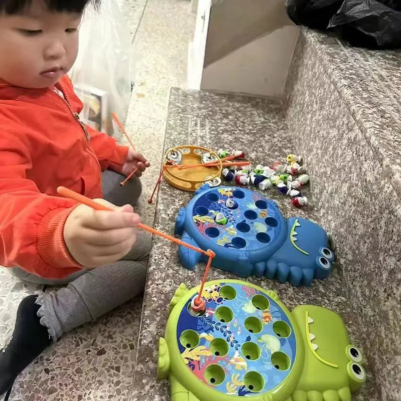 Dinosaur Simple Magnetic Fishing Toys Play Rod Game Toys for Children Baby Montessori with Rod Kids Educational No Rotating Gift ALPENZO