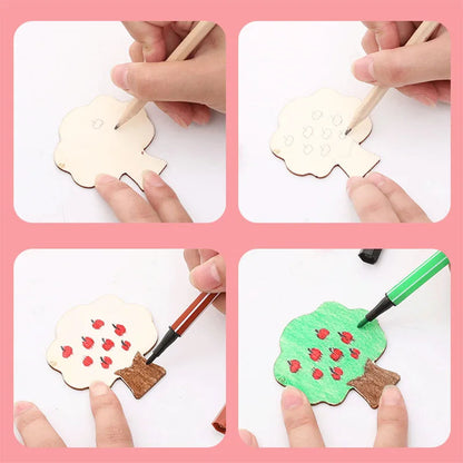 20pcs Montessori Kids Drawing Toys Wooden DIY Painting Stencils Set Craft Toy Coloring Puzzle Educational Toys For Children Gift ALPENZO