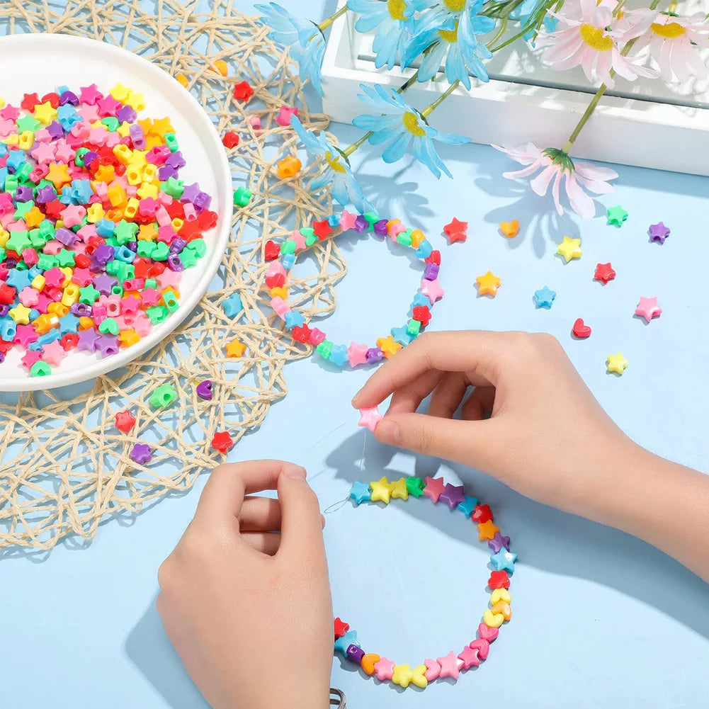 500pcs DIY Handmade Beaded Children's Toy Creative Loose Spacer Beads Crafts Making Bracelet Necklace Jewelry Kit Girl Toy Gift ALPENZO