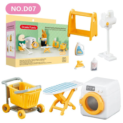 1:12 Miniature Furniture Forest Family Kitchen Toy Dining Table Dollhouse Accessories Bathroom Pretend Play For Girl Gifts Toys ALPENZO