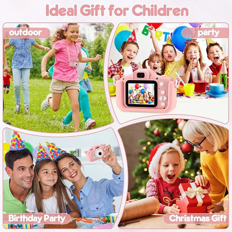 Kids Camera Toys 2 inch Screen HD Cartoon Kids Digital Camera Mini SLR Camera Cute Toy For Children Birthday Christmas Gifts ALPENZO
