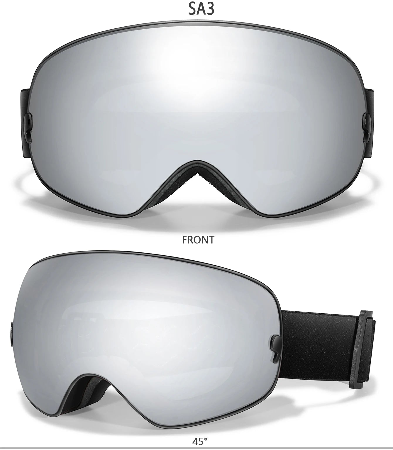 Ourdoor Sports Teen Men Women Ski Goggles-Anti-fog UV400 Eyewear, Christmas and New Year Gift, Free Black Lens and Optical Frame