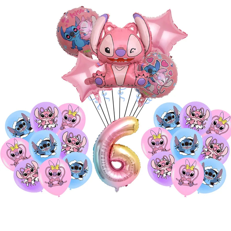 Disney Pink Lilo&Stitch Birthday Party Decorations Disposable Plate Angel Balloon Baby Shower Girls Birthday Party Supplies ALPENZO