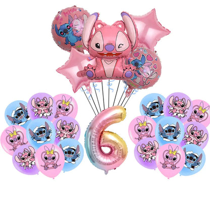Disney Pink Lilo&Stitch Birthday Party Decorations Disposable Plate Angel Balloon Baby Shower Girls Birthday Party Supplies ALPENZO