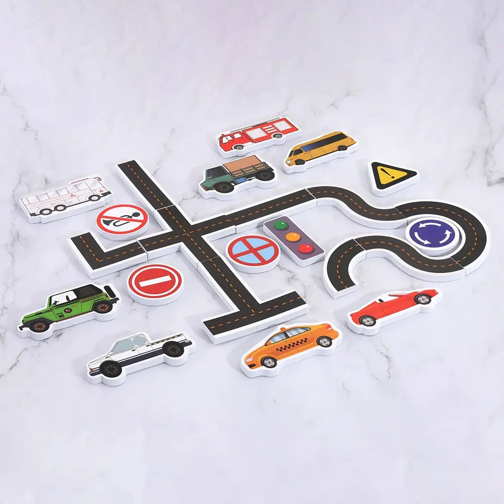 23 Pieces Bath Water Toy Sticky Wall City Traffic Car Road Rail Puzzle Vinyl 0-3Y 3-6Y 6-12Y 12+y 14+Y Bath Features ALPENZO