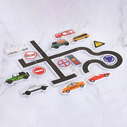 23 Pieces Bath Water Toy Sticky Wall City Traffic Car Road Rail Puzzle Vinyl 0-3Y 3-6Y 6-12Y 12+y 14+Y Bath Features ALPENZO