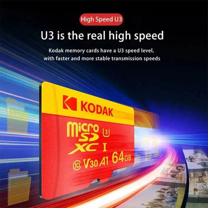 KODAK MicroSD Card Red Memory Card Class10 32GB 64GB 128GB 256GB U3 4K High Speed Flash Memory TF Flash Cards for Phone - ALPENZO