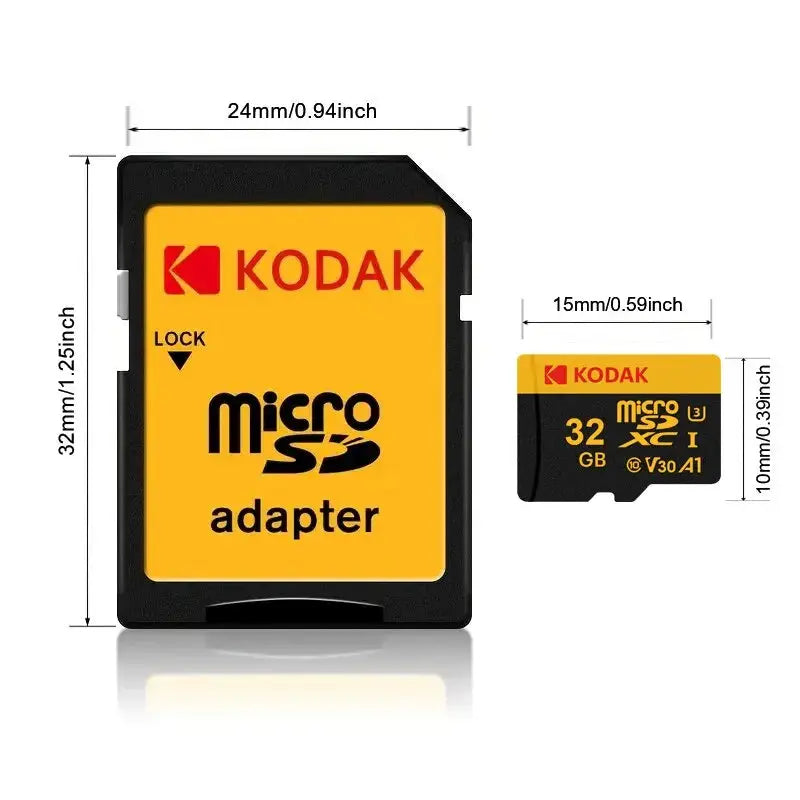 Kodak Micro SD Card Memory Card Class 10 32GB 64GB 128GB 256GB U3 4K High Speed Cartao De Memoria Flash Memory TF Mecard C10 - ALPENZO