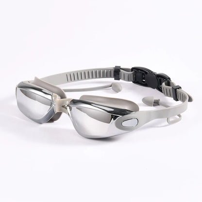 Swimming Goggles Adult Myopia Swimming Goggles One-piece Earplugs Electroplating Anti-fog High-definition Swimming Goggles
