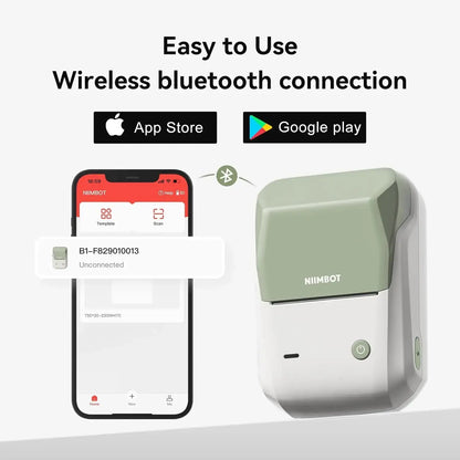 NIIMBOT B1 Portable Thermal Printer With Tapes 2 Inch Adhesive Label Machine Mini Bluetooth Sticker Maker Waterproof Labels Roll - ALPENZO