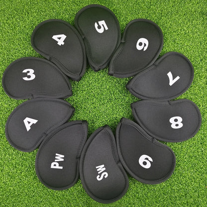 10Pcs/set Golf Iron Head Covers Iron Golf Club Protective Black/Red/Blue Golf Club Iron Head Protector Golf Accessories