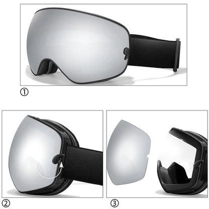 Ourdoor Sports Teen Men Women Ski Goggles-Anti-fog UV400 Eyewear, Christmas and New Year Gift, Free Black Lens and Optical Frame