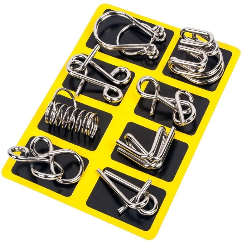 Nine link Metal Children's Puzzle Toy Adult Ieisure Stress Reducing Intelligence Buckle 8-piece Set With Detachable Buckle ALPENZO