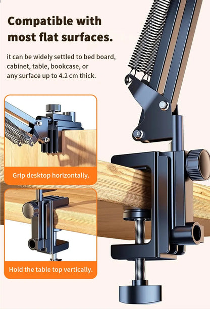 Universal Tablet Stand Clip Lazy Bracket Flexible Articulating Aluminum Arm Phone Mount Tablet Holder For All 4-11 Inch Device - ALPENZO