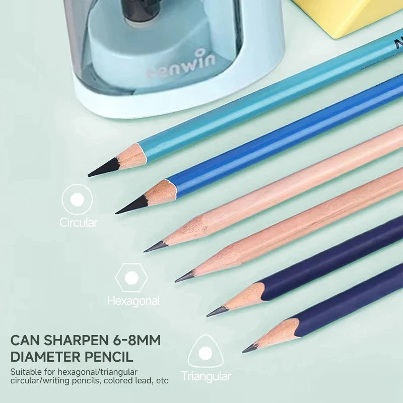 Tenwin Electric/Manual 2 in 1 Pencil Portable Sharpener Safe Student Helical Steel Blade Kids Adults Auto Pencil Sharpener 8005 ALPENZO