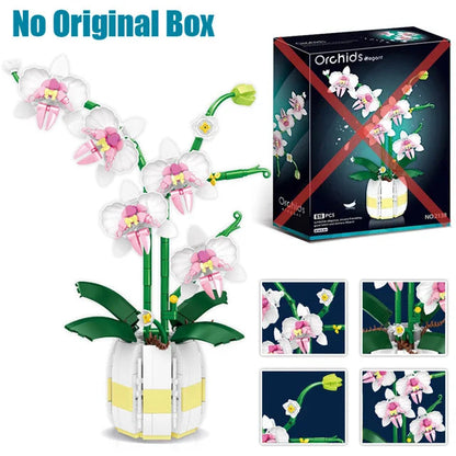 Orchid Flowers Building Blocks Bonsai Plant Model Bricks Bouquet Flower Blocks Creative Romantic Home Decoration Kids Toys Gifts ALPENZO