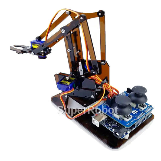 SG90 MG90S 4 Dof Unassembly Acrylic Mechanical Robot Manipulator Claw Kit For Arduino Robot Arm STEAM Kit Programming Robot Arm ALPENZO