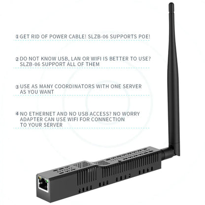 SMLIGHT SLZB-06/M/P7 Zigbee 3.0 to Ethernet,USB,and WiFi gateway coordinator with PoE,works with Zigbee2MQTT,Home Assistant,ZHA - ALPENZO