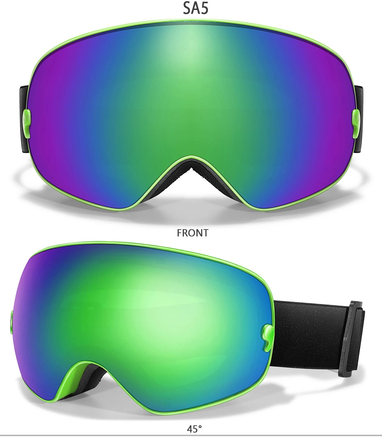Ourdoor Sports Teen Men Women Ski Goggles-Anti-fog UV400 Eyewear, Christmas and New Year Gift, Free Black Lens and Optical Frame