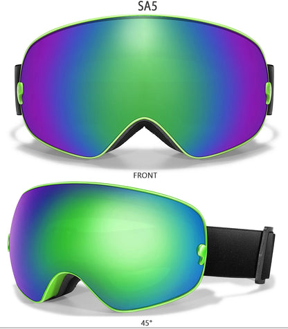Ourdoor Sports Teen Men Women Ski Goggles-Anti-fog UV400 Eyewear, Christmas and New Year Gift, Free Black Lens and Optical Frame