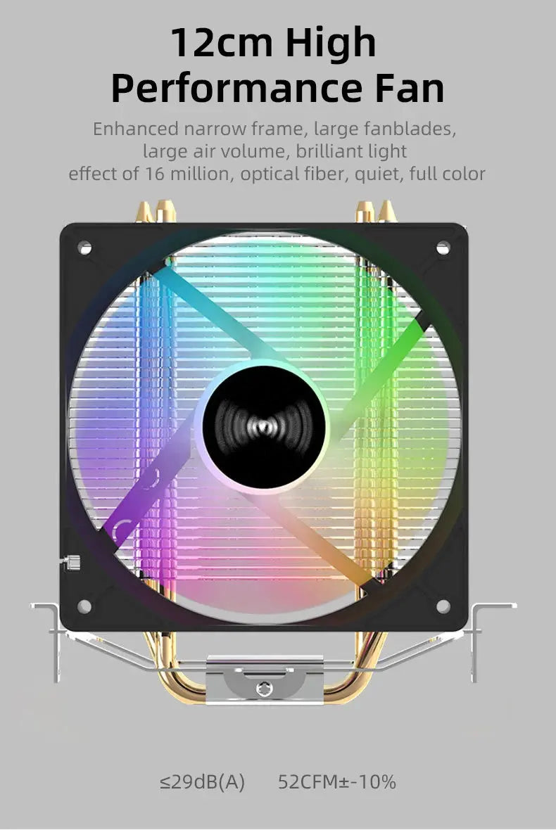 TEUCER CPU Cooler 4 Heat Pipes PC Radiator Cooling 3PIN PWM Silent Rgb Fan For Intel 1700 1150 1155 1156 1366 AM2/AM3/AM4 AMD - ALPENZO