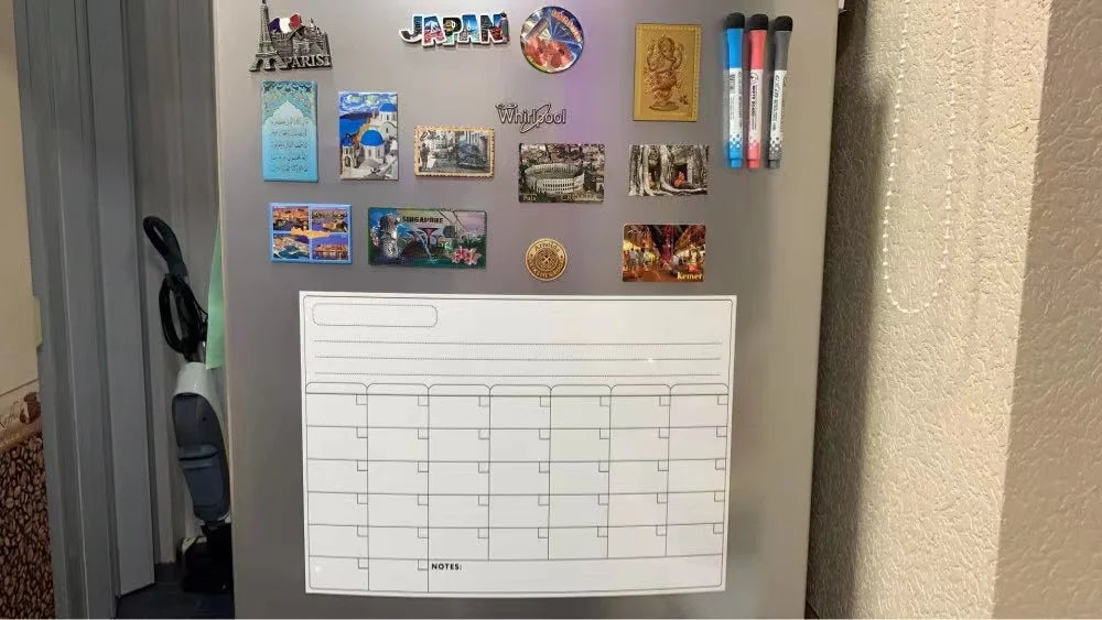 1 Set Magnetic Refrigerator Dry Erase Calendar 12" X 16" Monthly Planner Whiteboard Message Organizer For Kitchen Fridge With Fr ALPENZO