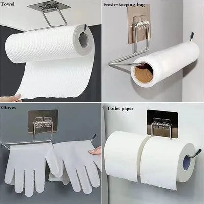 Kitchen paper towel stand glue toilet rack towel, hang tissue dispenser roll napkin cabinet storage accessories, 2 pieces - ALPENZO
