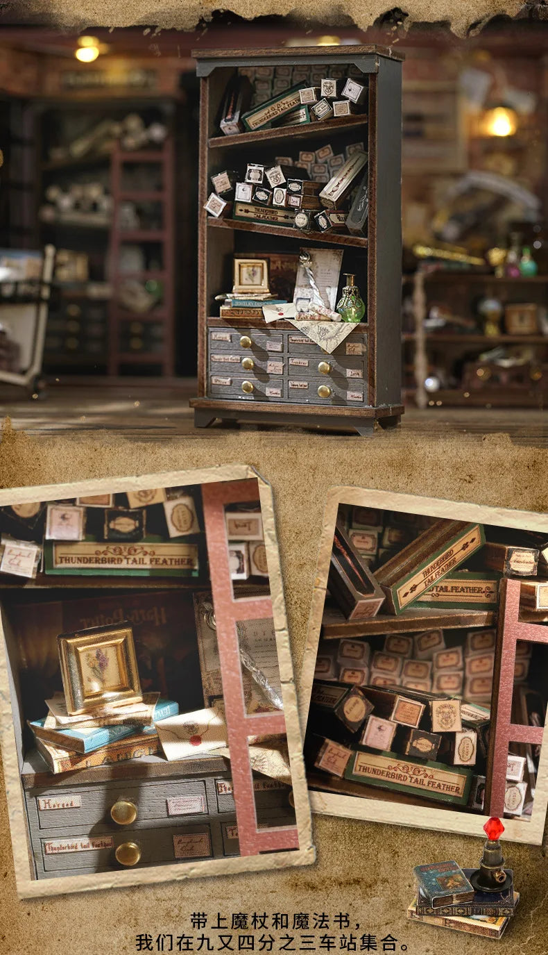 Magic Shop DIY Wooden Dollhouse Miniature Doll House Kit with Furniture Roombox Retro Home Model Toy for Children Gift ALPENZO