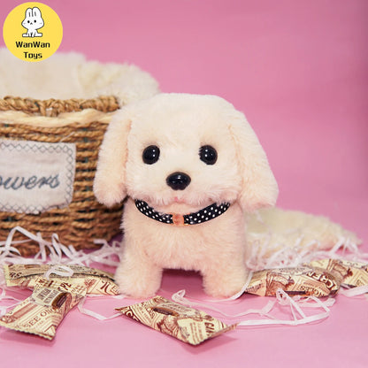Plush Electric Puppy Simulation Pet Dog Can Walk Teddy Dog Golden Retriever Bichon Frize Dog Children Can Bark Run And Rock ALPENZO