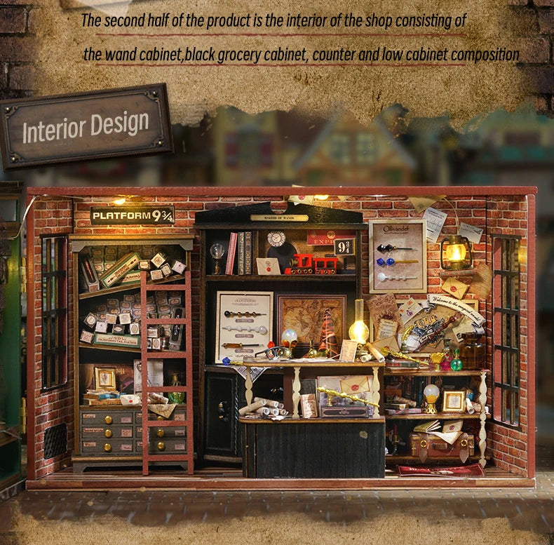 Magic Shop DIY Wooden Dollhouse Miniature Doll House Kit with Furniture Roombox Retro Home Model Toy for Children Gift ALPENZO