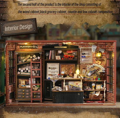 Magic Shop DIY Wooden Dollhouse Miniature Doll House Kit with Furniture Roombox Retro Home Model Toy for Children Gift ALPENZO