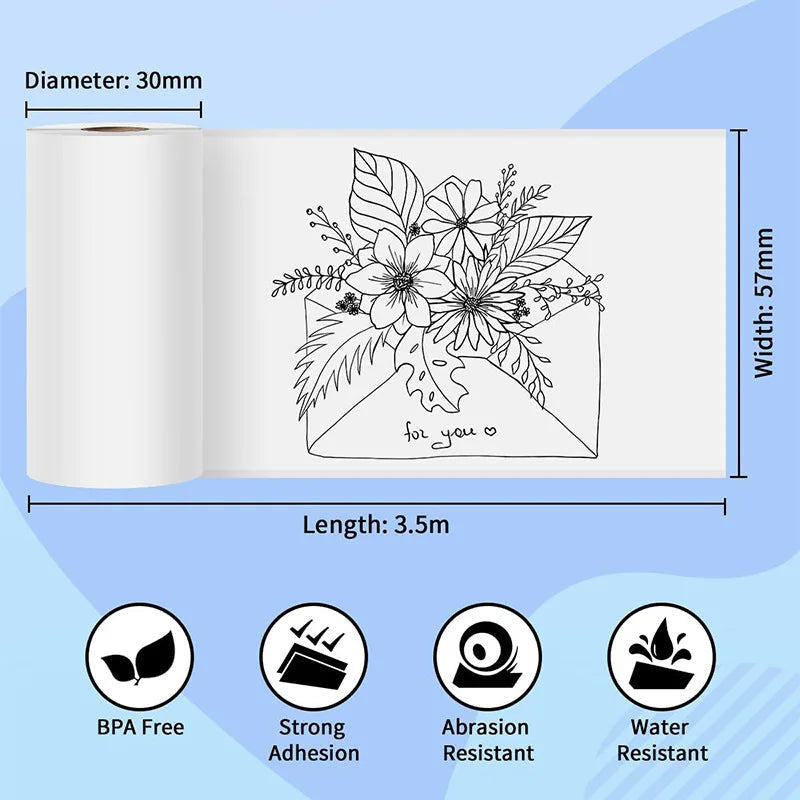 Thermal Paper MINI Printing Self-adhesive Label Sticker For Mini Printers Pose Machine Kid Camera Stickers 57mm Width Rolls ALPENZO